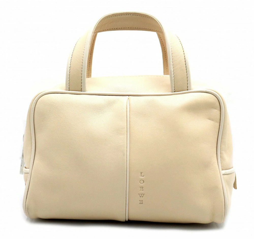 Loewe Boston Handbag Leather Beige Cream